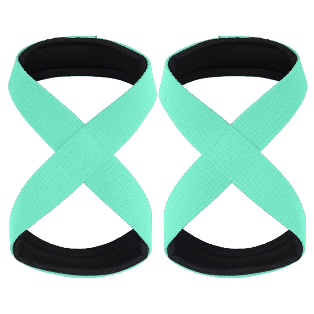 Padded Figure 8 Straps Deadlift Weight Lifting Wrist Straps Power Lifters Workout Pull-Ups Horizontal Bar Gym Fitness