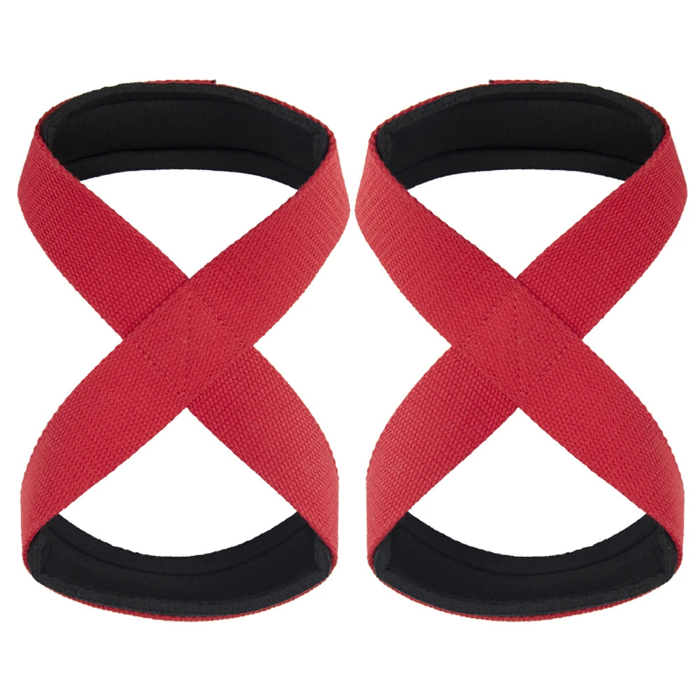 Padded Figure 8 Straps Deadlift Weight Lifting Wrist Straps Power Lifters Workout Pull-Ups Horizontal Bar Gym Fitness