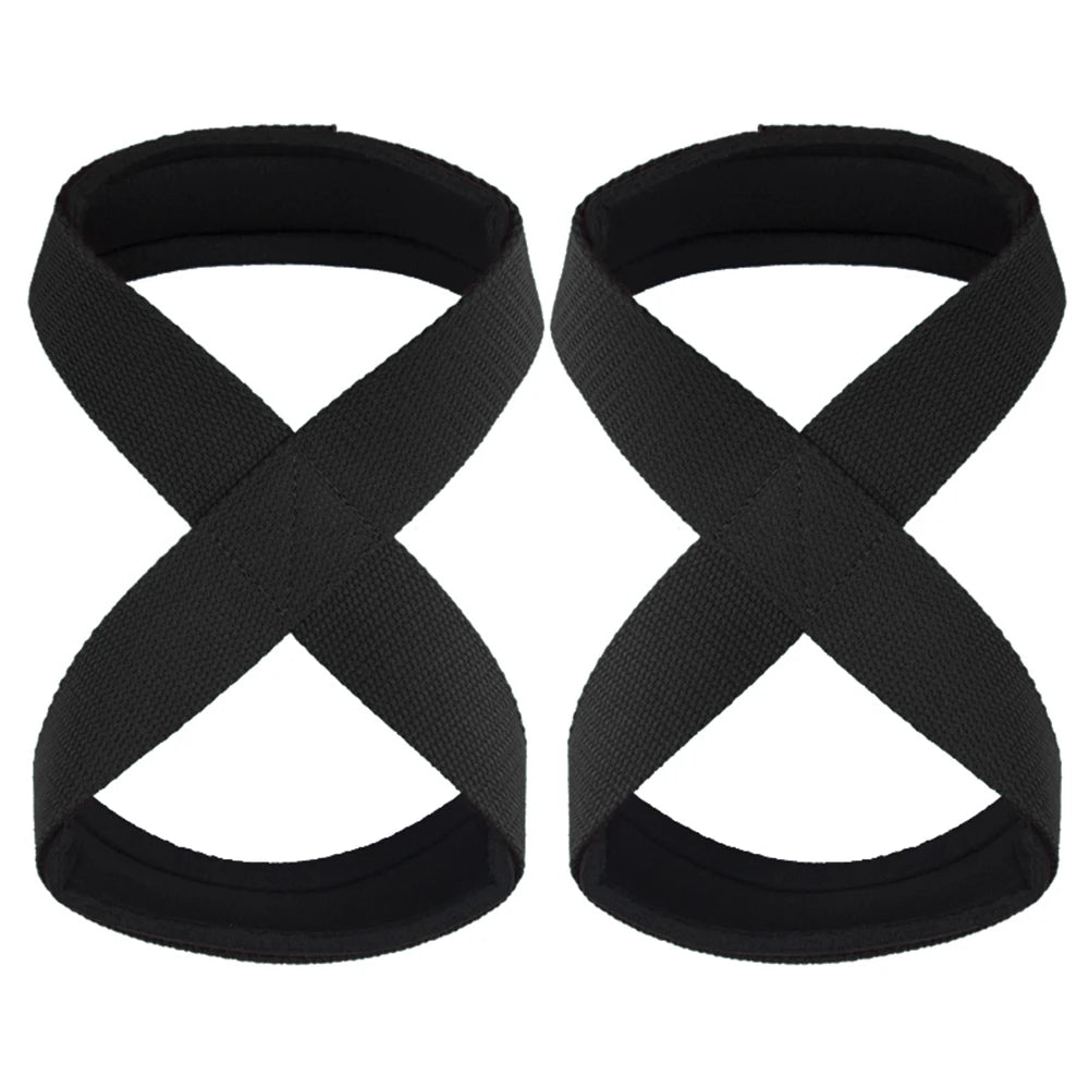 Padded Figure 8 Straps Deadlift Weight Lifting Wrist Straps Power Lifters Workout Pull-Ups Horizontal Bar Gym Fitness