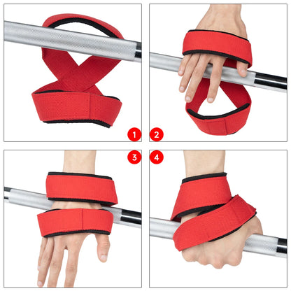 Padded Figure 8 Straps Deadlift Weight Lifting Wrist Straps Power Lifters Workout Pull-Ups Horizontal Bar Gym Fitness