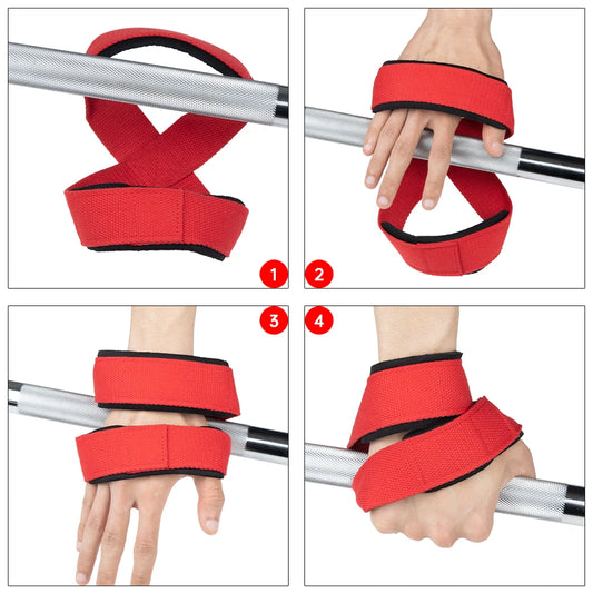 Padded Figure 8 Straps Deadlift Weight Lifting Wrist Straps Power Lifters Workout Pull-Ups Horizontal Bar Gym Fitness