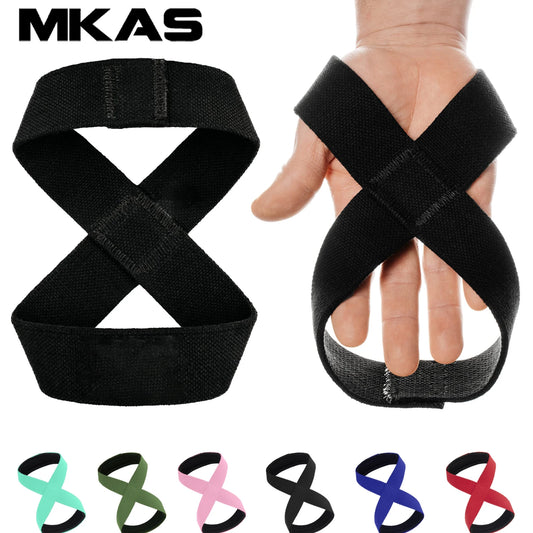 Padded Figure 8 Straps Deadlift Weight Lifting Wrist Straps Power Lifters Workout Pull-Ups Horizontal Bar Gym Fitness